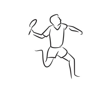 El çizimi tenis oyuncusu çizimi illüstrasyonu