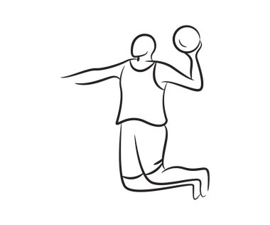 Basketbolcu elle çizilmiş çizim çizimi