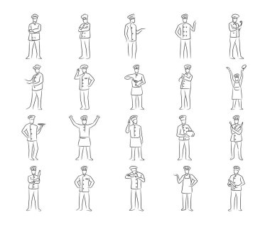 El çizimi aşçı karakterleri çizimi