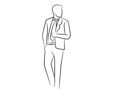 sketch businessman line illustration vector