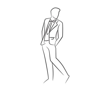 sketch businessman line illustration vector