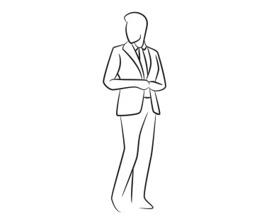 sketch businessman line illustration vector