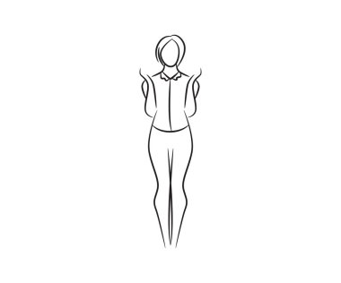 smart businesswoman pose line illustration