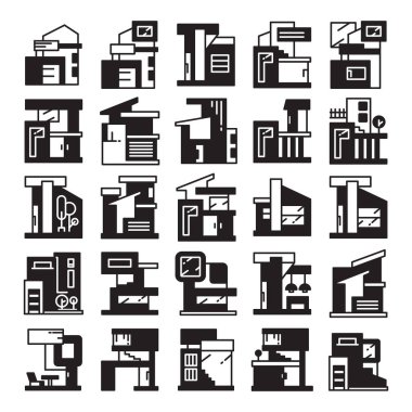 modern bina, ev ve ofis simgeleri ayarlandı