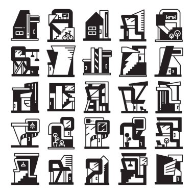 apartman ve modern ev simgeleri