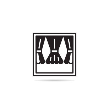 perde ve pencere simgesi vektör illüstrasyonu