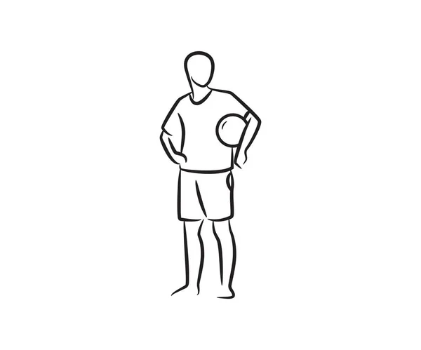 サッカー選手のスケッチラインイラスト — ストックベクタ