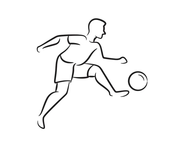 Joueur Football Croquis Ligne Illustration — Image vectorielle