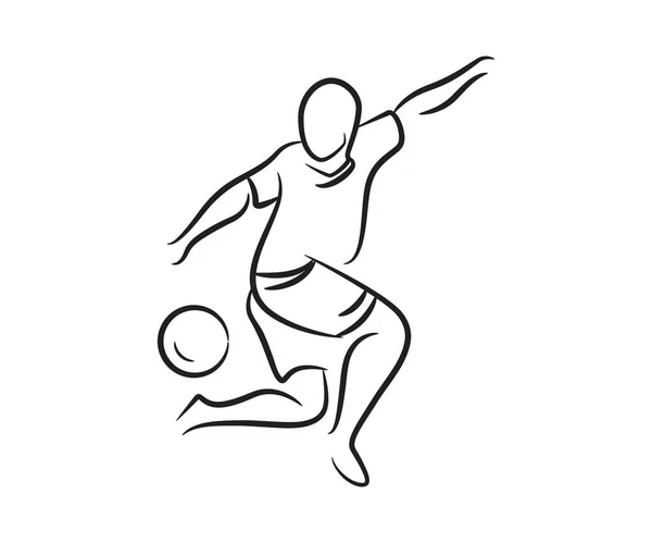 Futbolista Boceto Línea Ilustración — Archivo Imágenes Vectoriales