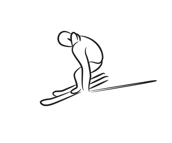 手描きのスキーヤーベクトルイラスト — ストックベクタ