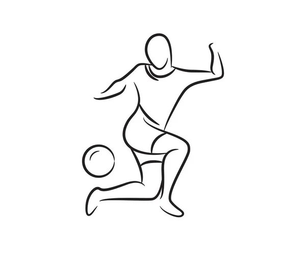 Mano Dibujado Jugador Fútbol Línea Ilustración — Archivo Imágenes Vectoriales
