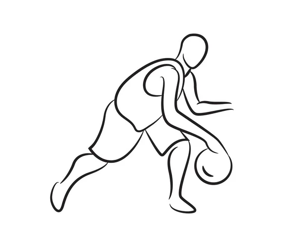 Ručně Kreslený Obrázek Basketbalisty — Stockový vektor