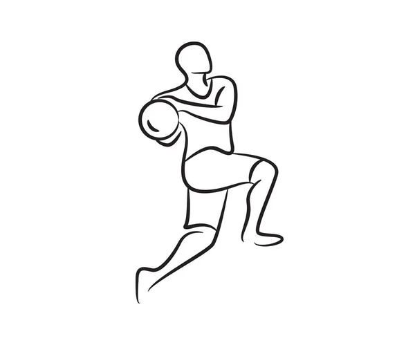 Баскетболіст Рука Намальована Лінія Ілюстрація — стоковий вектор