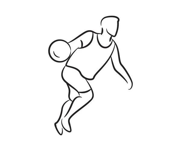 Баскетболіст Рука Намальована Лінія Ілюстрація — стоковий вектор