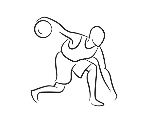 Baloncesto Jugador Mano Dibujado Línea Ilustración — Archivo Imágenes Vectoriales