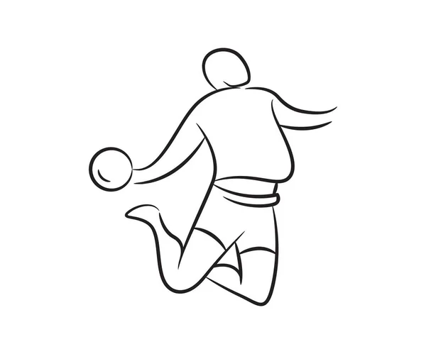 Basketballspieler Handgezeichnete Linie Illustration — Stockvektor