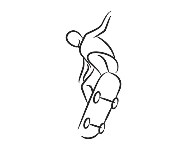 Ilustração Linha Skate Desenhada Mão — Vetor de Stock
