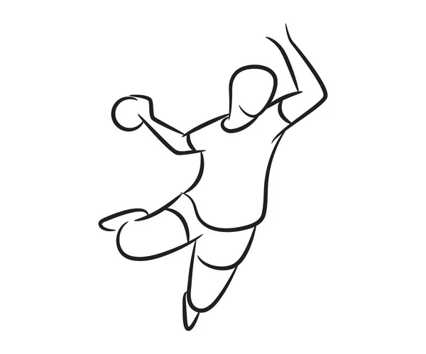 Balonmano Jugador Boceto Línea Ilustración — Archivo Imágenes Vectoriales