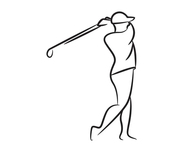 ゴルフプレーヤー手描き線イラスト — ストックベクタ