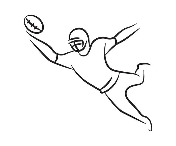 Handgezeichnete Abbildung Der Linie Eines Amerikanischen Fußballspielers — Stockvektor