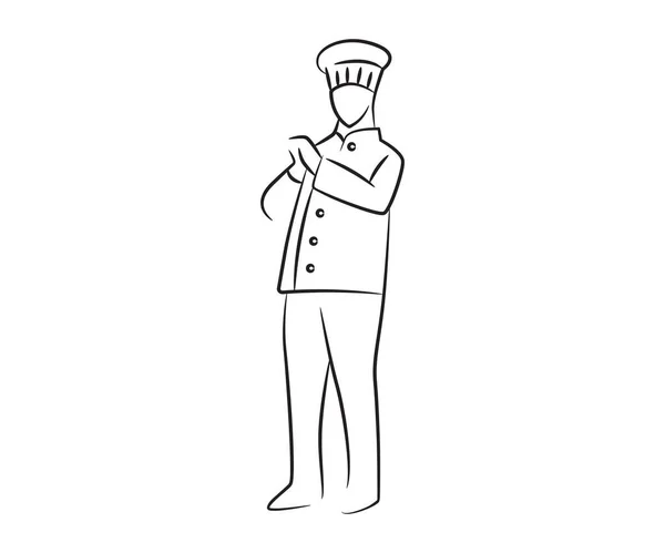 Illustrazione Dello Chef Piedi Disegnata Mano — Vettoriale Stock