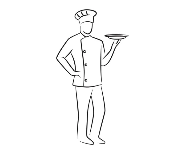 Illustrazione Dello Chef Piedi Disegnata Mano — Vettoriale Stock