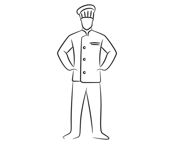 Illustration Chef Debout Dessinée Main — Image vectorielle