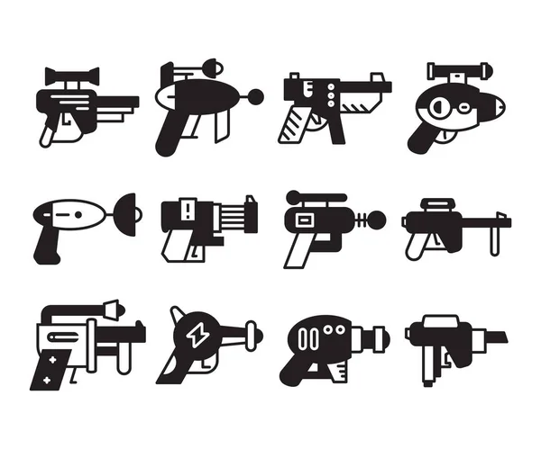 Futuristic Gun Icons Set — Stock Vector