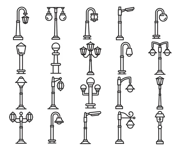 Straßenlaterne Symbole Illustration Set — Stockvektor