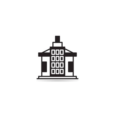 Beyaz arkaplan illüstrasyonunda bina simgesi