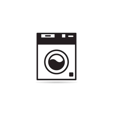 beyaz arkaplanda çamaşır makinesi simgesi