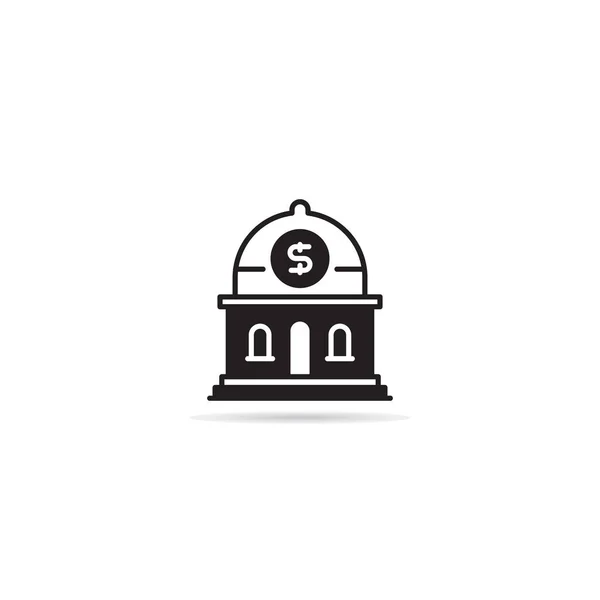 Ícone Edifício Banco Fundo Branco — Vetor de Stock