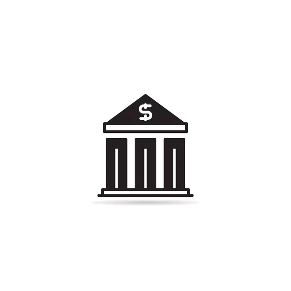 Banca Edificio Icona Sfondo Bianco — Vettoriale Stock