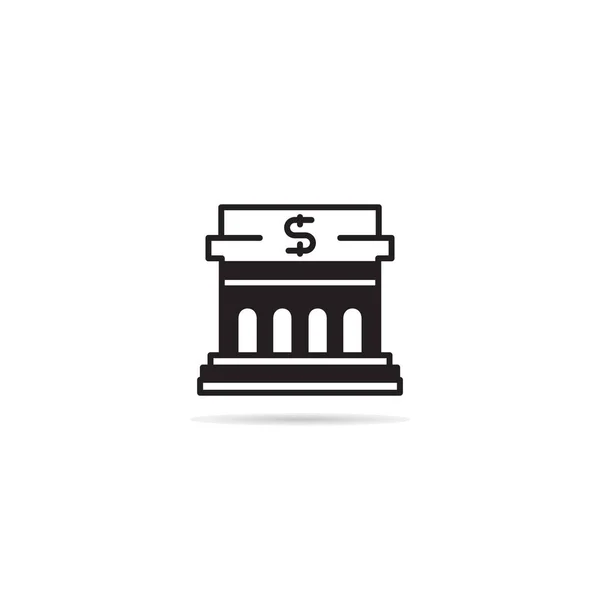Bank Building Icon White Background — Stock Vector