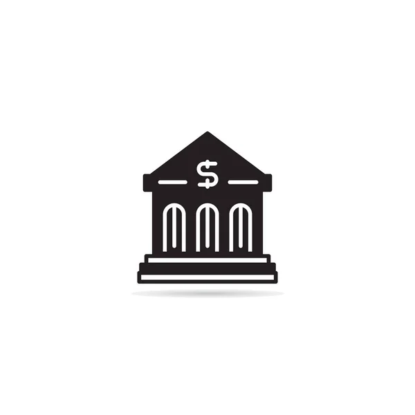 Ícone Edifício Banco Fundo Branco — Vetor de Stock