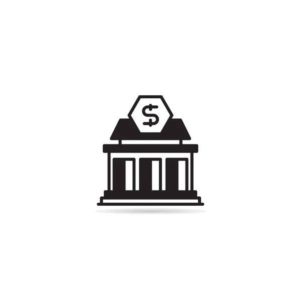Иконка Здания Банка Белом Фоне — стоковый вектор
