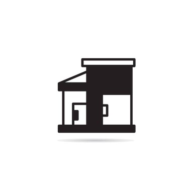 Beyaz arkaplan illüstrasyonunda modern ev inşa simgesi