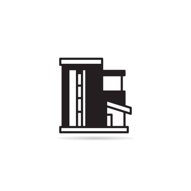 Beyaz arkaplan illüstrasyonunda modern ev inşa simgesi