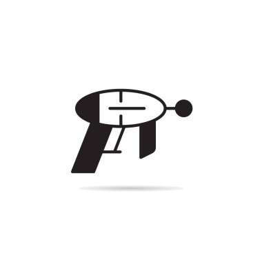 uzay silahı ve patlama simgesi vektör çizimi