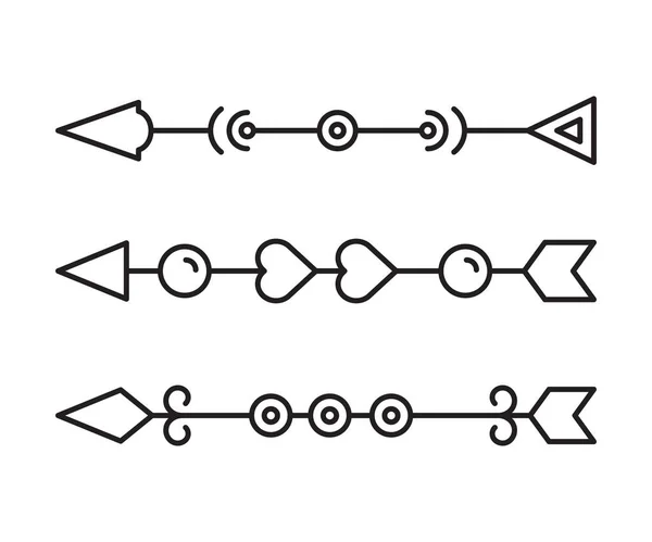 Flechas Decoración Línea Arte Ilustración — Vector de stock