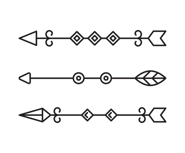 Flechas Decoración Línea Arte Ilustración — Vector de stock