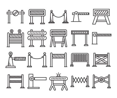 barrier and checkpoint icons set