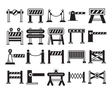 Trafik ve yol engeli simgeleri vektör illüstrasyonunu ayarlayın