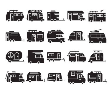 karavan ve karavan simgeleri ayarlandı