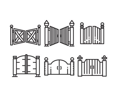 ev kapısı simgeleri satır illüstrasyonunu ayarla