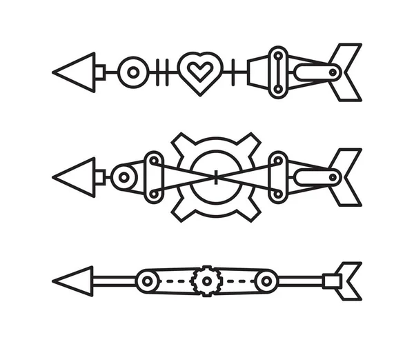 Flèches Jeu Armes Illustration Vectorielle Ligne — Image vectorielle