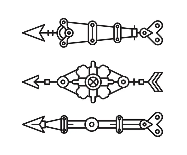 Arrows Weapon Set Line Vector Illustration — Stock Vector