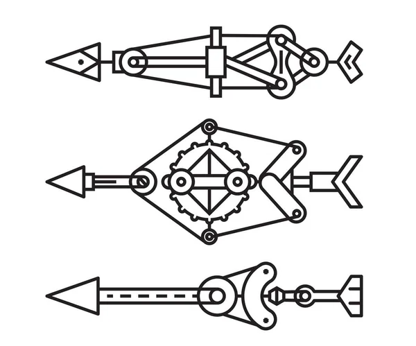 Arrows Weapon Set Line Vector Illustration — Stock Vector