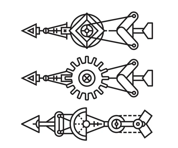 Flèches Jeu Armes Illustration Vectorielle Ligne — Image vectorielle