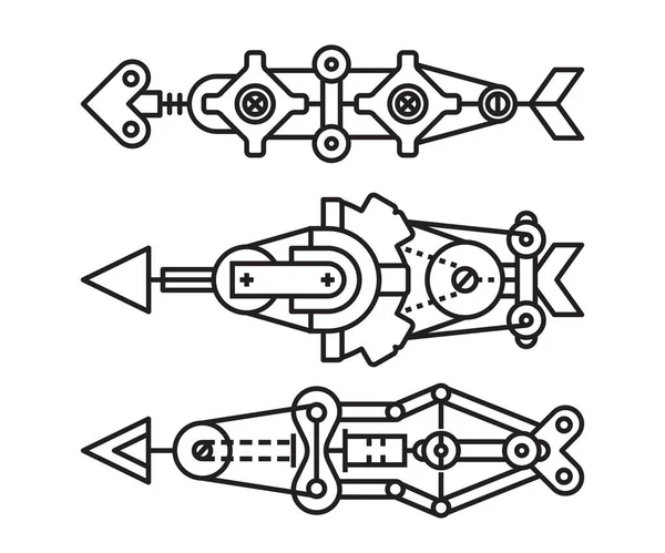 Arrows Weapon Set Line Vector Illustration — Stock Vector